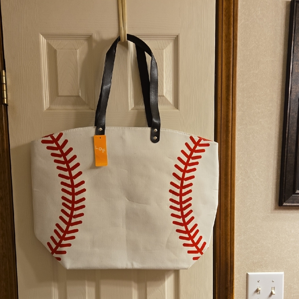 Baseball Stitch Canvas Tote Bag